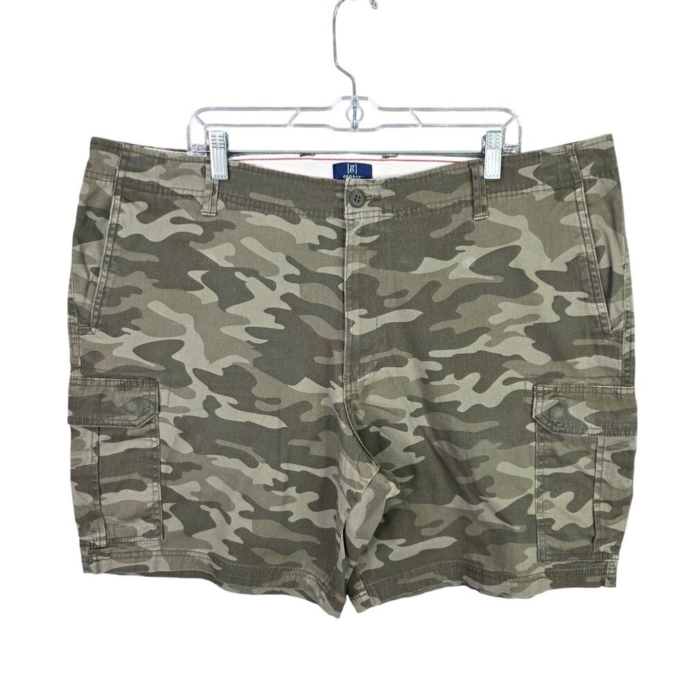 Mens George Green Camo Cargo Shorts Cotton Stretch 9" Inseam Size 44